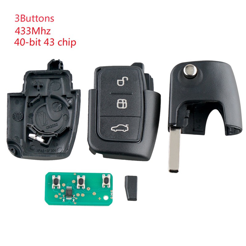Chìa khóa điều khiển từ xa lắp ráp thủ công cho xe hơi Ford Focus Fiesta 2013 Fob 433Mhz 3 nút tiện dụng