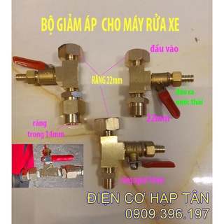 Bộ giảm áp máy xịt rửa xe để xịt rửa máy lạnh răng 14mm, răng 22mm