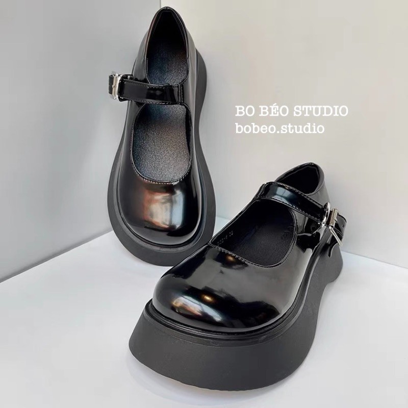 (HÀNG ORDER) GIÀY ULZZANG MARY JANE ĐẾ BỰ 4.5CM - LEATHER SPONG MARY JANE SHOES