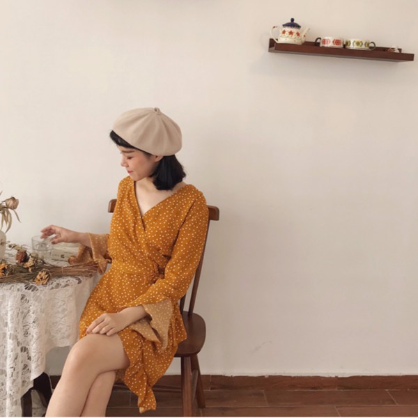 Váy thắt eo chấm bi (V05) - Hàng có sẵn