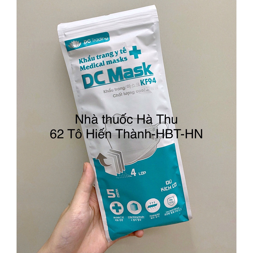 ( SHIP NGAY NỘI THÀNH HÀ NỘI ) Khẩu trang y tế 4D DC Mask KF9 - 4 lớp ( túi 5 chiếc ) màu trắng