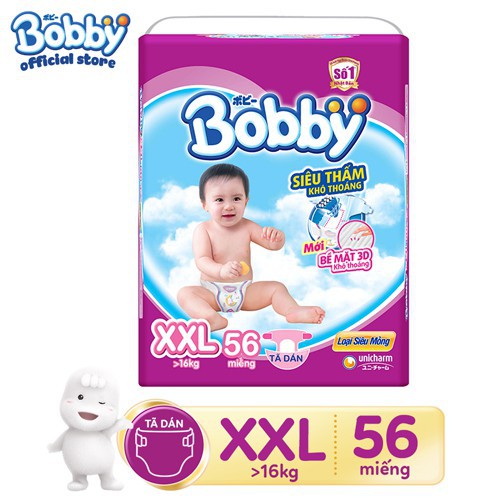 Tã dán Bobby cỡ M , XXL , XL 62 miếng