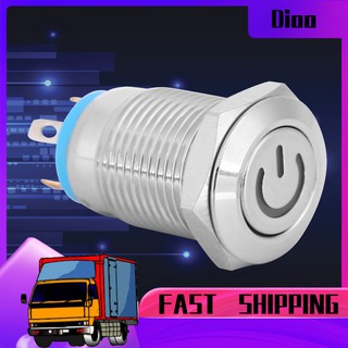 Nút ấn công tắc kim loại có đèn LED xanh 12mm 3v 5v 12v 24v
