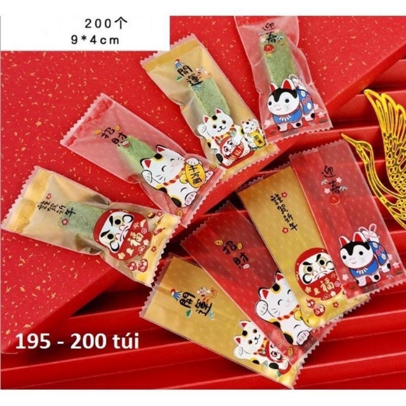 ❤️Túi tết❤️ Set 200 túi đựng kẹo nougat , Mèo tài lộc