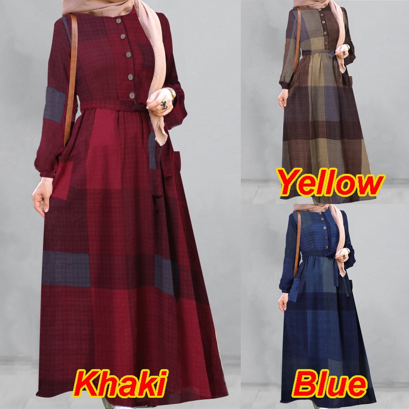 Đầm Maxi ZANZEA Dài Tay Thời Trang Dành Cho Phụ Nữ Hồi Giáo