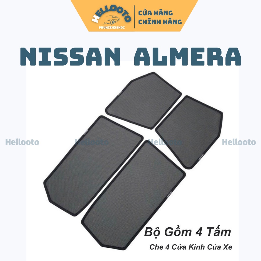 Rèm Che Nắng Nam Châm Xe Nissan Almera 2021 2022 - Bộ 4 tấm chắn nắng chuẩn form xe, nam châm hút mạnh