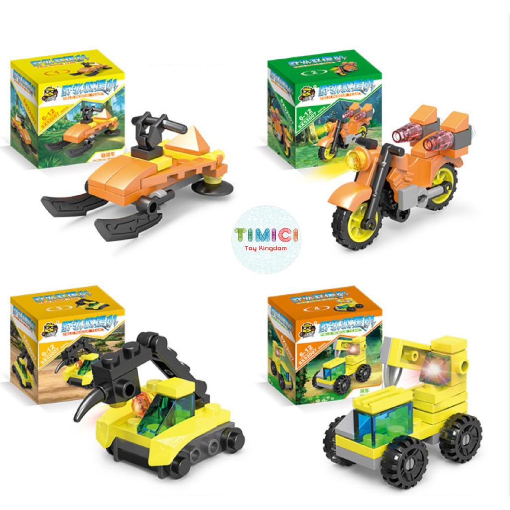 [Mã LIFETOYS1 giảm 30K đơn 99K] Đồ chơi xếp hình lắp ráp xe ô tô địa hình, khủng long mini cho bé giá rẻ LG045