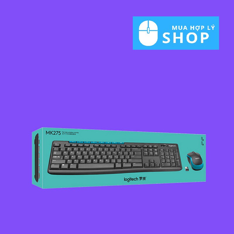 [CHÍNH HÃNG LOGITECH] Bộ Bàn Phím và Chuột Không Dây Logitech MK275, Combo Giá Rẻ, Tặng Kèm Pin - Hàng Nhập Khẩu