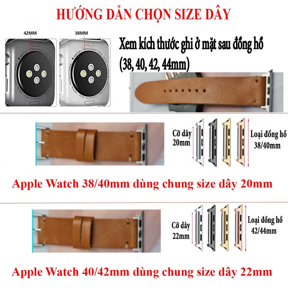 Dây Apple Watch Vnstrap dây đeo đồng hồ Apple Watch series 3 4 5 6 7 se da bò thảo mộc 1 lớp 38mm 40mm 42mm 44mm iwatch