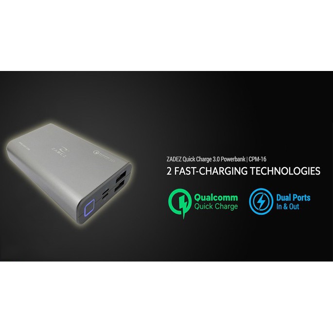 [Quick Charge 3.0] Pin sạc dự phòng Li-Polymer 10000mAh ZADEZ CPM-16 QC 3.0 sạc nhanh 18w