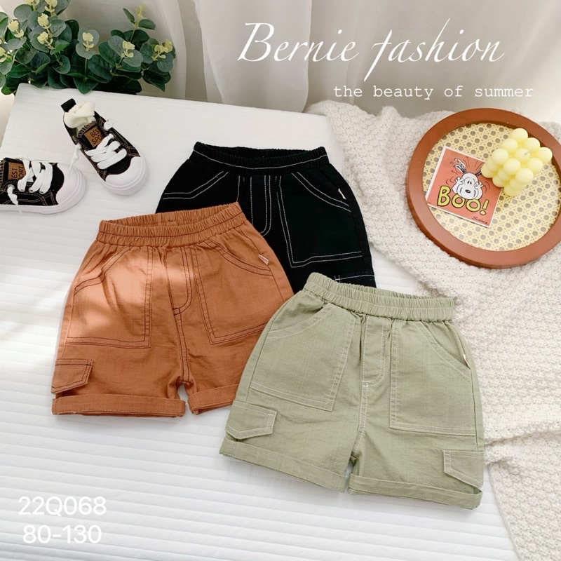 _Quần sooc linen Trần chỉ Bernie cho bé trai 9 đến 23kg