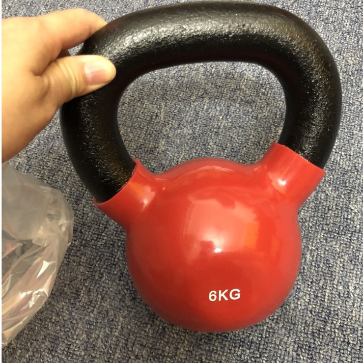 Tạ Bình Vôi,Tạ Ấm,Tạ Quai Xách Bọc Cao Su Cao Cấp Tập Gym 6kg (KETTLEBELL)