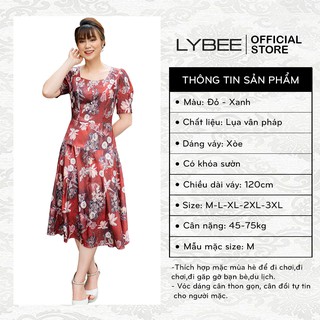 [Mã BMLT30 giảm đến 30K đơn 299K] Đầm trung niên LYBEE dáng xòe lụa Vân Pháp cao cấp 622