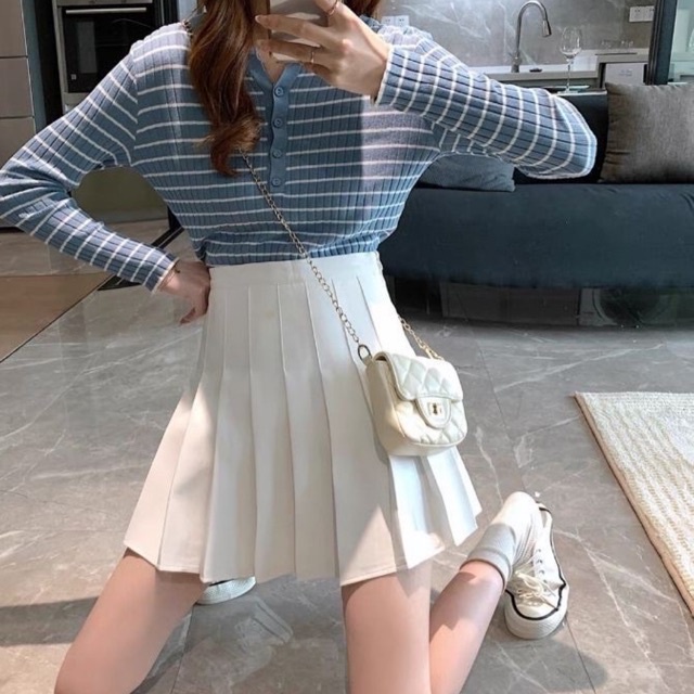 Chân váy TENNIS TRẮNG trơn có quần trong