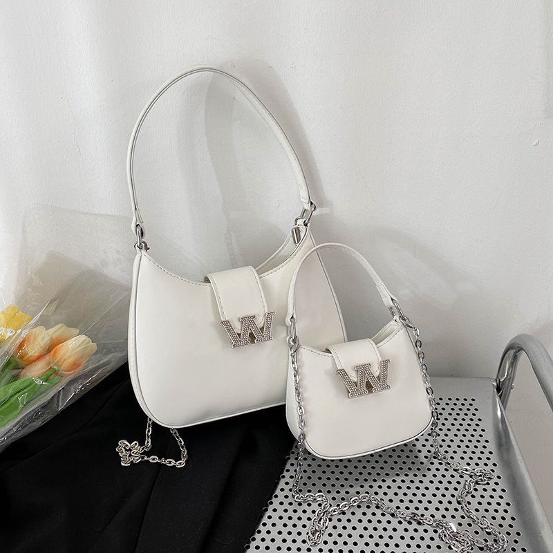 FREE SHIP Túi W-ang W dáng bầu kẹp nách da trơn mịn 2 size 15cm và 20cm shopduyencuong