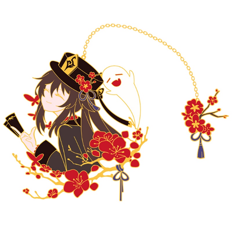 Ghim Cài Áo Kim Loại 2 Trong 1 Hình miko Hutao Xiao Kazuha Genshin impact