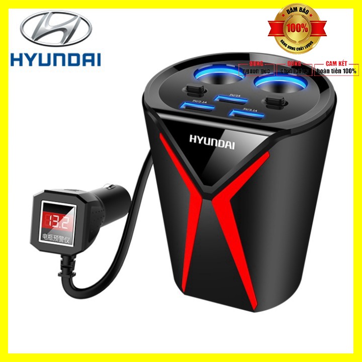 Bộ chia tẩu cốc ô tô nhãn hiệu Hyundai HY-18 công suất 80W - Bảo hành 6 tháng