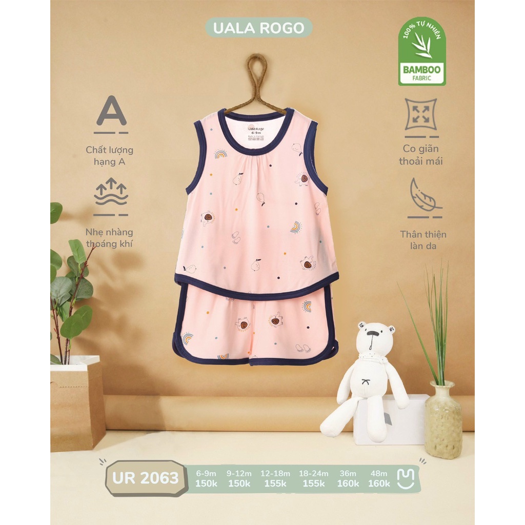 UALAROGO Bộ Ba Lỗ Sợi Tre Họa Tiết Cho Trẻ Em 6m-4y