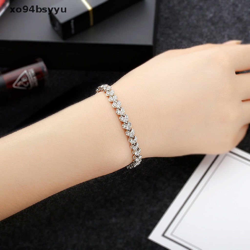 Vòng Đeo Tay xo94bsyyu Mặt Hình Trái Tim Đính Đá Pha Lê Thời Trang Cho Nữ