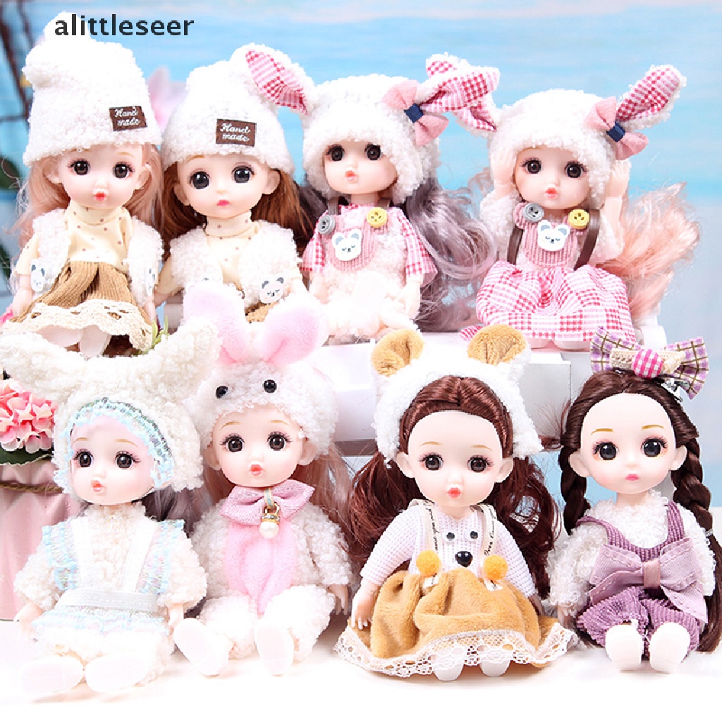 Búp Bê Mini 16cm Có Khớp Chuyển Động Kèm Quần Áo Dành Cho Bé Gái