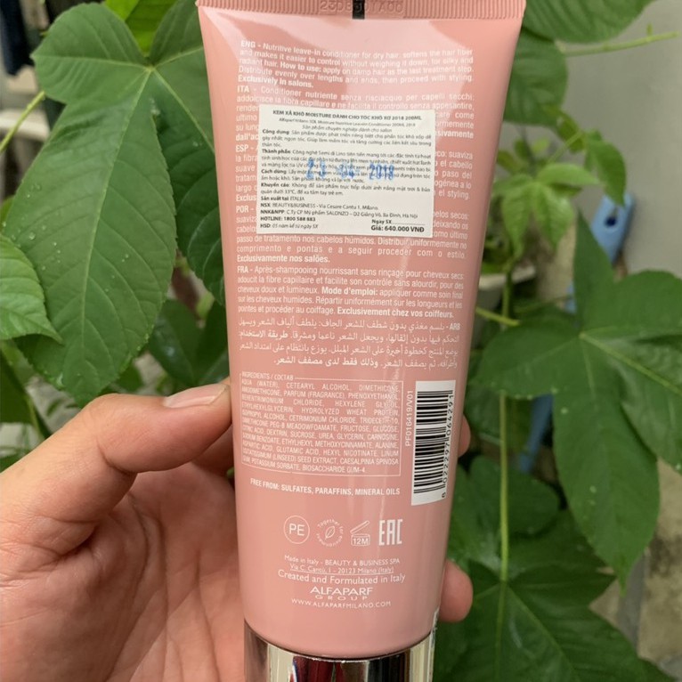 Kem xả khô Moisture dành cho tóc khô xơ Semi Dilino Nutritive Leave-in Conditioner Alfaparf 250ml