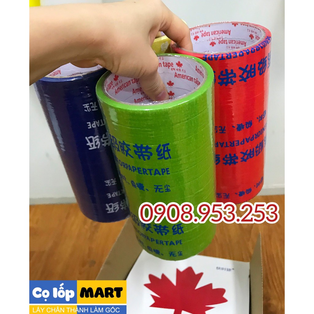 Băng dính giấy - Masking tape dán sơn xe ô tô, xe máy - lốc 12 cuộn