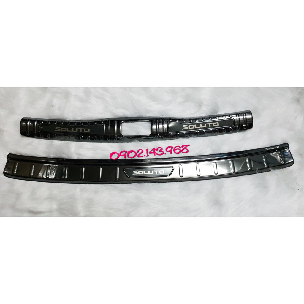 Bộ ốp chống trầy cốp trong, ngoài xe Kia Soluto 2019-2020, chất liệu Titan