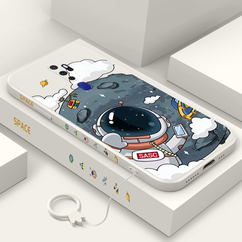 Ốp Điện Thoại silicone TPU Hình Phi Hành Gia Có Dây Đeo Cho oppo a9 2020 a5 2020