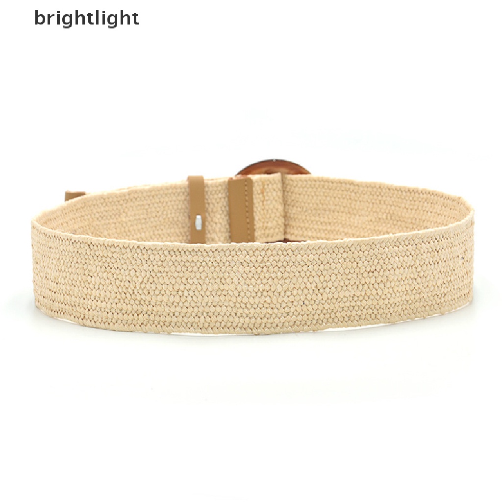 Thắt Lưng Đan Rơm Khóa Gỗ Tròn Kiểu Cổ Điển Thời Trang Mùa Hè