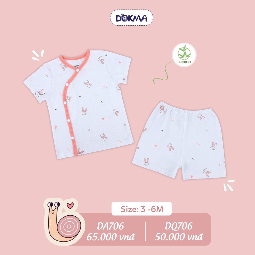 Bộ cộc tay cài lệch dành cho bé sơ sinh DA706 hiệu Dokma size 1 - 9M Tiệm Nhà Sóc