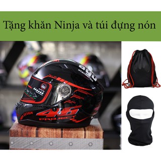 Nón Fullface AGU tem 46 ĐỎ hàng chính hãng 100%, tặng túi Zin và Khăn Ninja