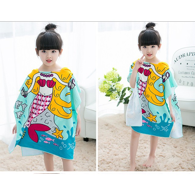 KHĂN CHOÀNG, ÁO CHOÀNG TẮM BIỂN, ĐI BƠI BÉ GÁI CUTE HOẠT HÌNH XINH XẮN DỄ THƯƠNG - BB14-ACTB-G