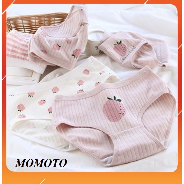 [ Mã 12FASHIONSALE1 giảm 10K đơn 50K ] Quần lót nữ cotton co dãn 4 chiều hình dâu tây xuất Nhật | BigBuy360 - bigbuy360.vn