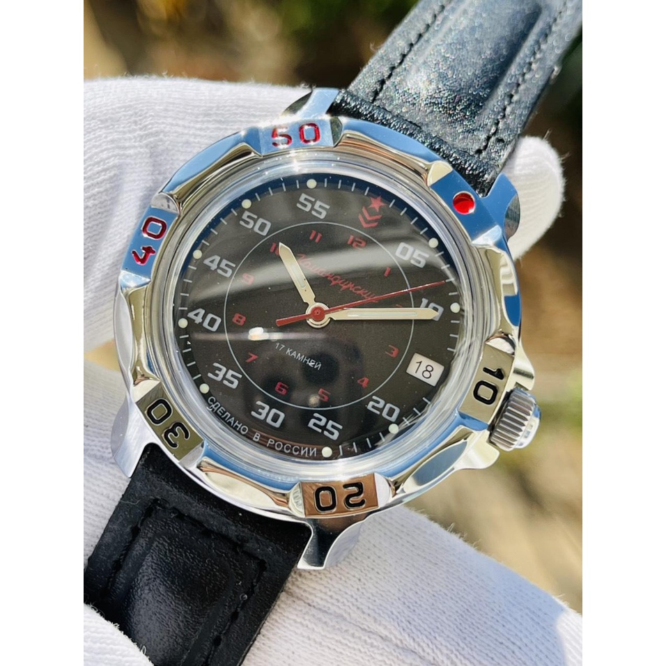 Đồng hồ Nga Vostok Komandirskie 811172. Đồng hồ nam Vostok máy cơ lên giây, size mặt 39, size dây 18, chống nước 3 atm