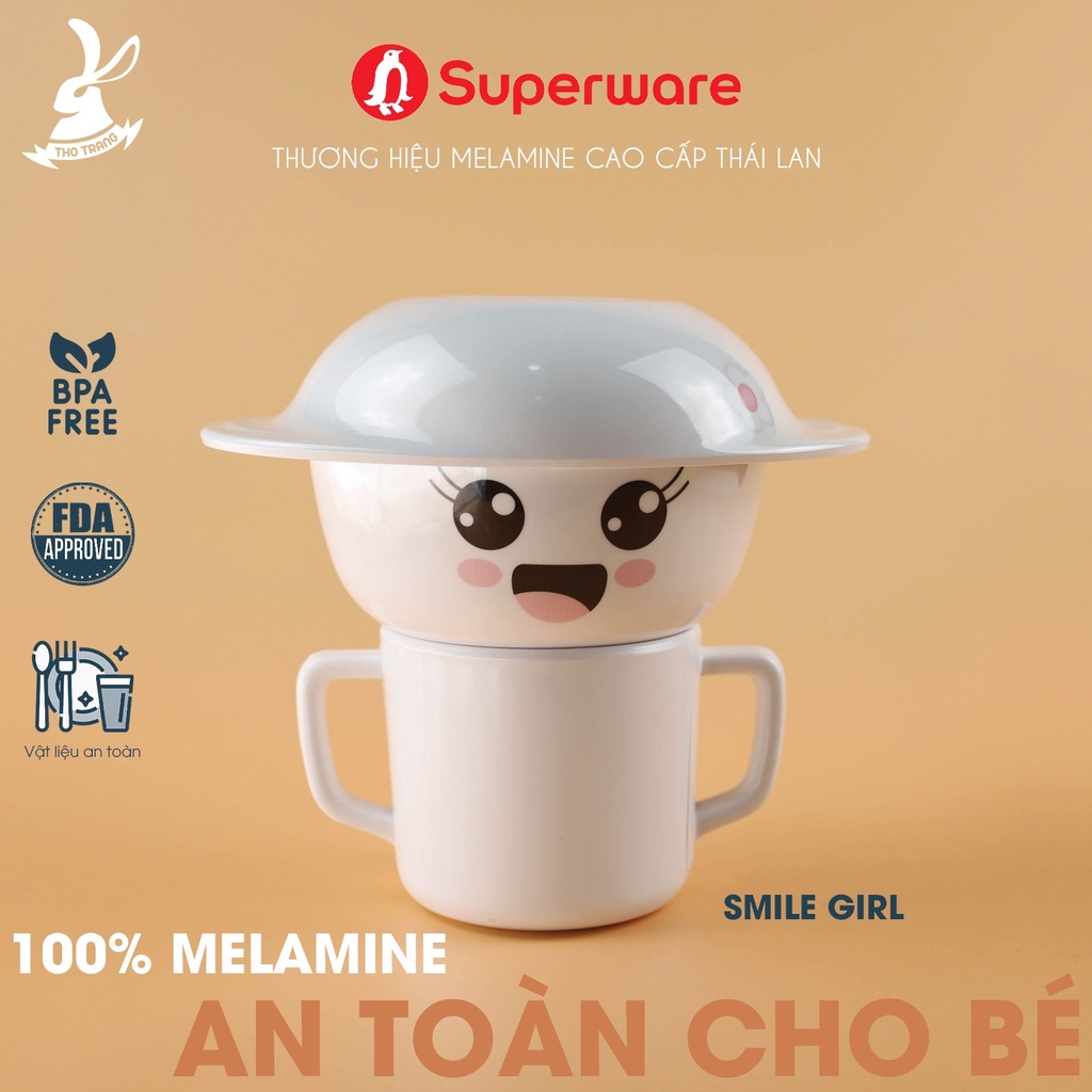 Bộ chén dĩa SmartBoy &amp; Smile Girl và khay trẻ em cao cấp thương hiệu Superware
