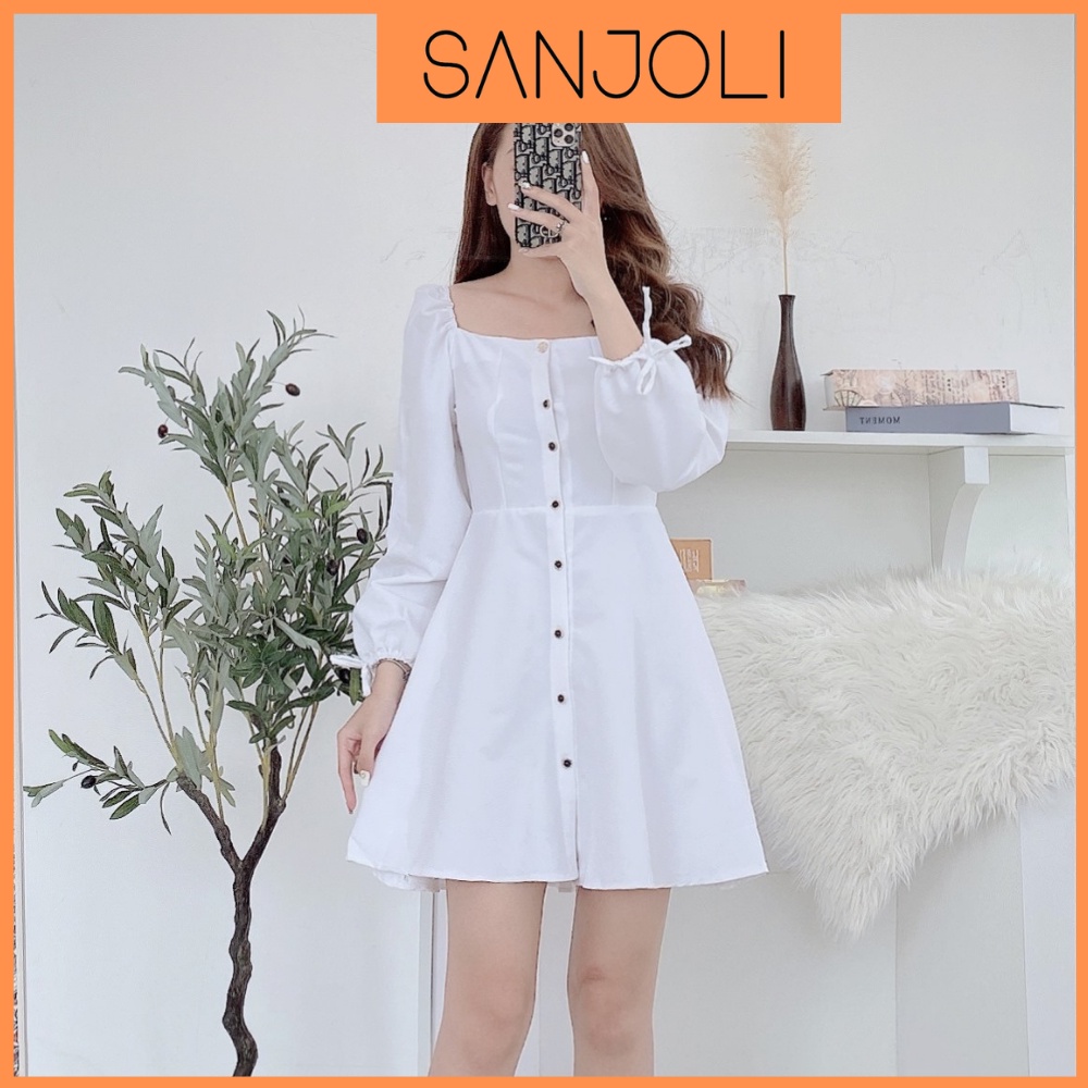 Đầm Trễ Vai Tay Phồng SANJOLI Váy Body Bẹt hở vai trắng đi dự tiệc cưới công sở thiết kế sang chảnh xinh dài tay VD049 | BigBuy360 - bigbuy360.vn