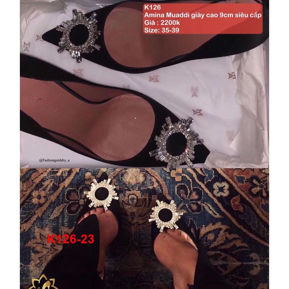 K126-23 Amina Muaddi giày cao 9cm siêu cấp