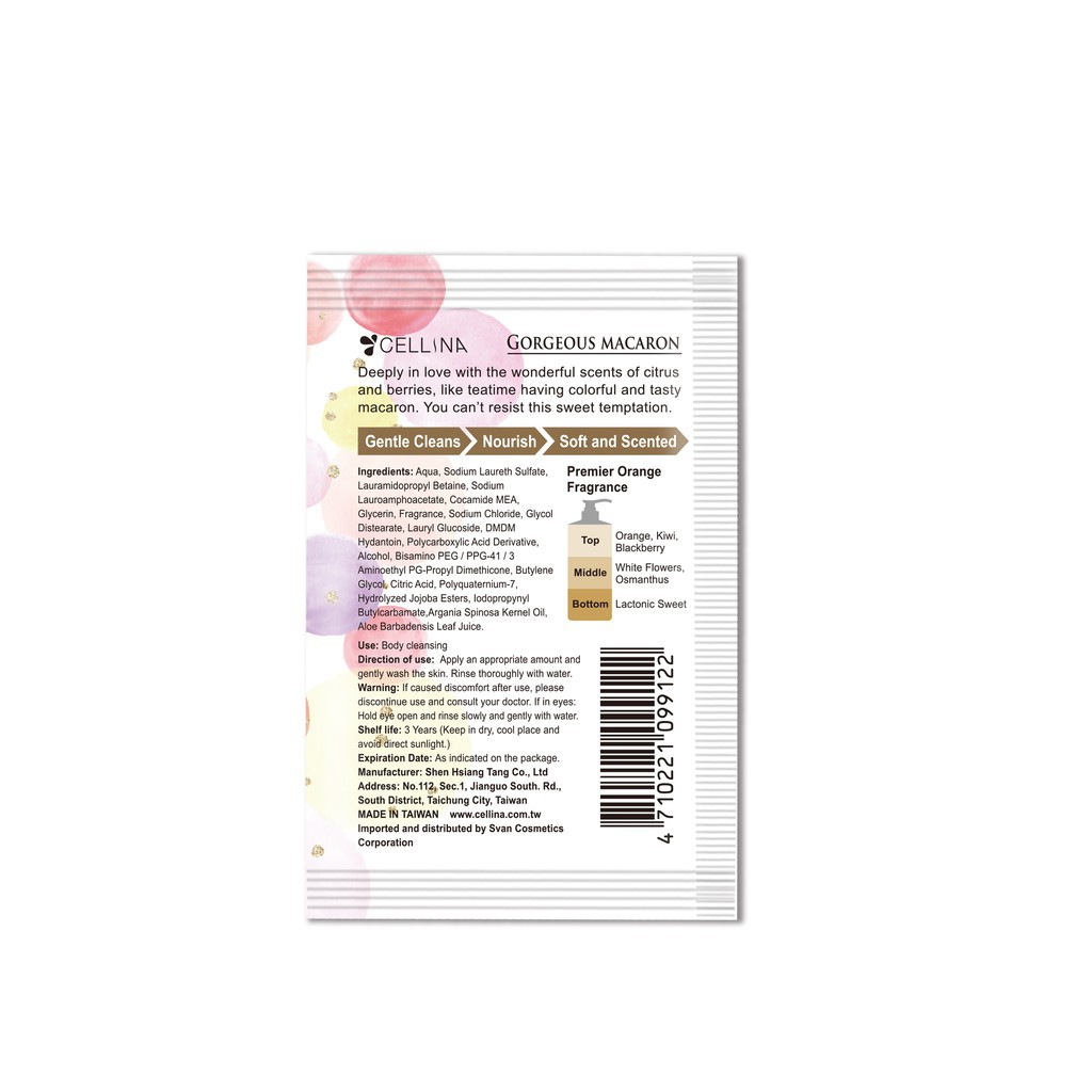 Sữa tắm nước hoa Cellina Water Balance Perfume Body Wash (GORGEOUS MACARON) 10g | BigBuy360 - bigbuy360.vn