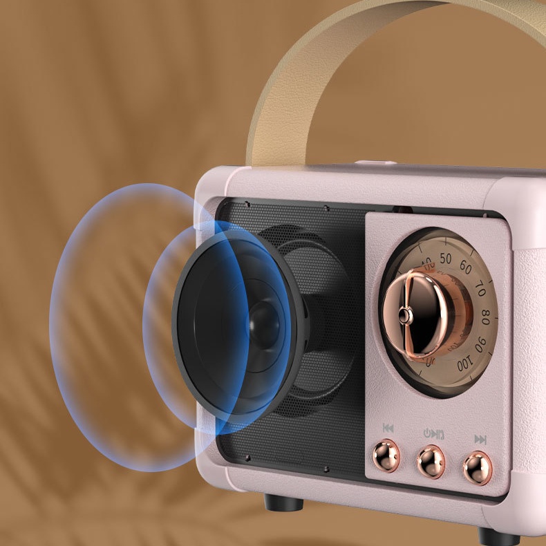 Loa bluetooth HM11 kiểu cổ điển có quai xách bằng da - Mẫu mới 2022