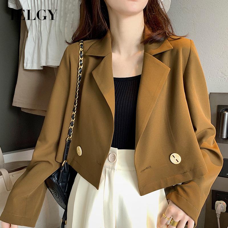 Áo khoác IELGY ngắn dáng rộng thời trang Hàn Quốc sành điệu cho nữ