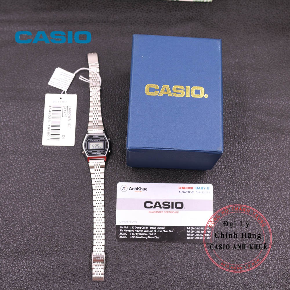 Đồng hồ điện tử nữ Casio LA690WA-1DF dây kim loại