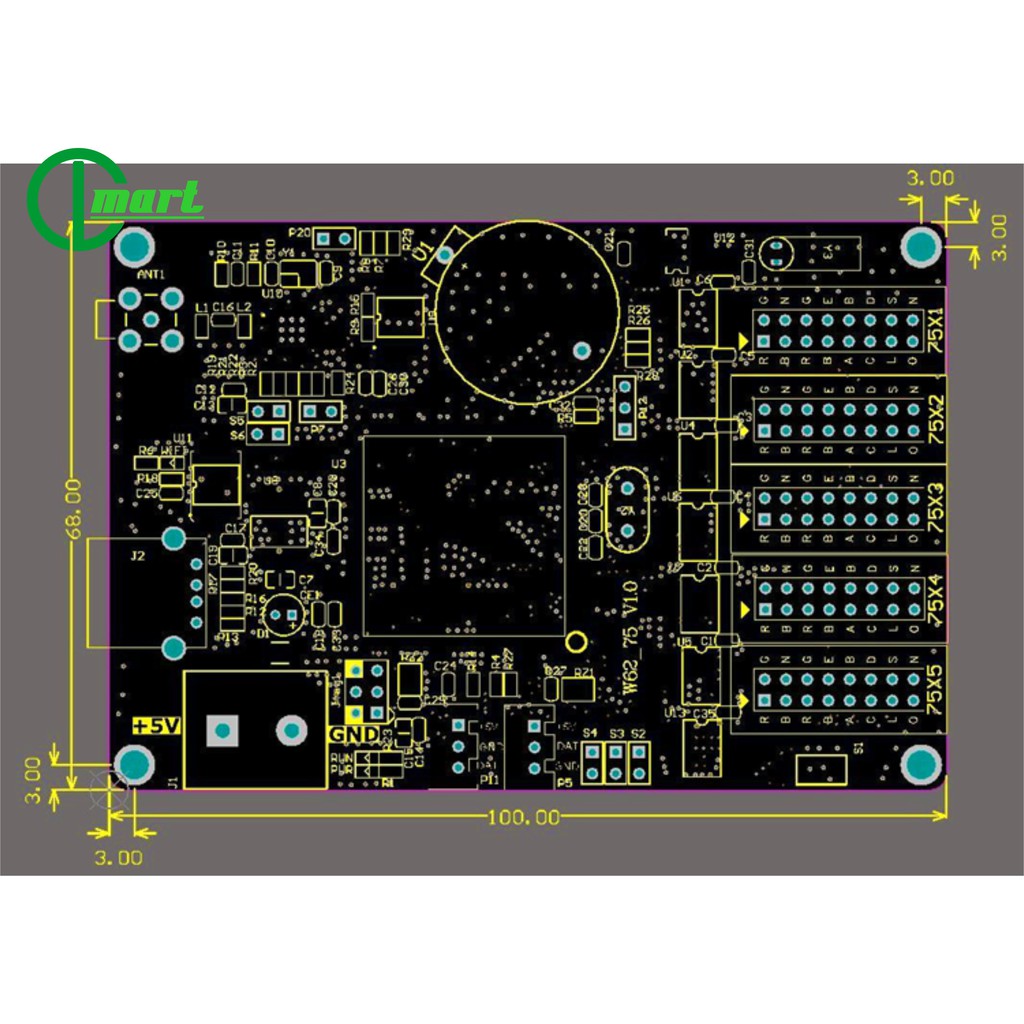 Card điều khiển Led ma trận HD W62-75 (WIFI,USB) 5 tầng module led fullcolor