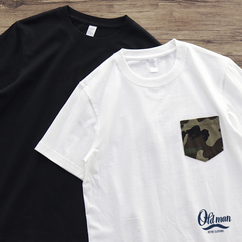 Áo Thun Nam Có Túi Camo OLDMAN, Áo Thun Vintage Nam Cổ Tròn, Tay Đùi Ngắn, 265g Cotton, Basic, Cổ Điển, Co Giãn | BigBuy360 - bigbuy360.vn