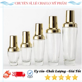 Chai Chiết Mỹ Phẩm Thân Trong Nắp Vàng Giọt Nước 120ml