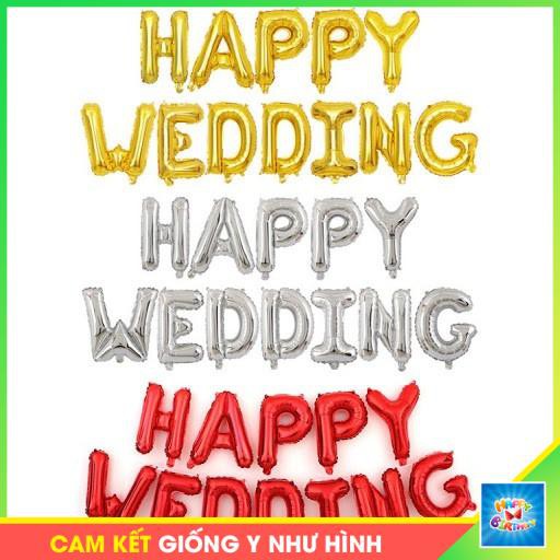 Bộ chữ happy wedding bong bóng trang trí phòng cưới, tân hôn #TrangTriSinhNhat
