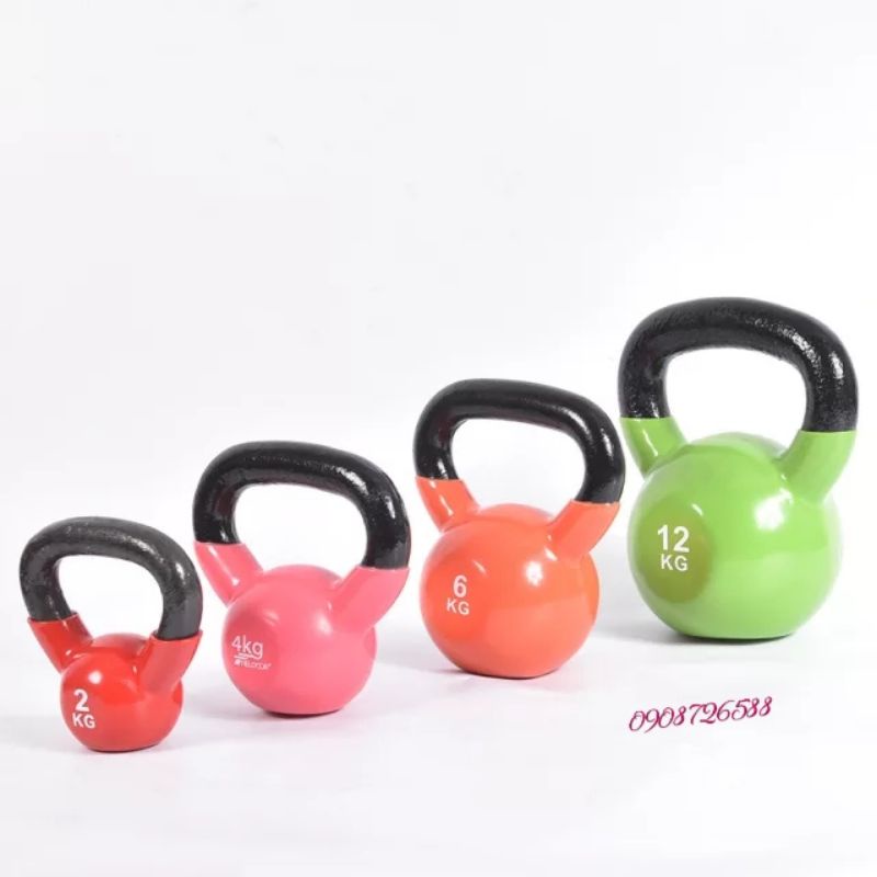 Tạ Bình Vôi,Tạ Quai Xách, Tạ ấm 12KG - KETTLEBELL Bọc Cao Su Cao Cấp Chính Hãng IRON BULL