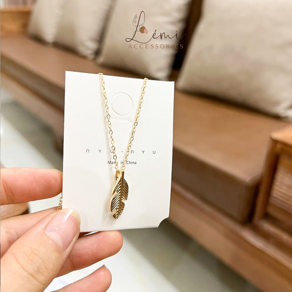 Dây chuyền nữ tạo hình chiếc lá đơn giản Lémi vòng cổ thời trang Hàn Quốc