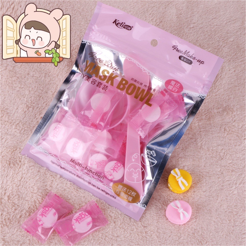 Bộ chén mini kèm dao trộn và 12 mặt nạ nén Keli