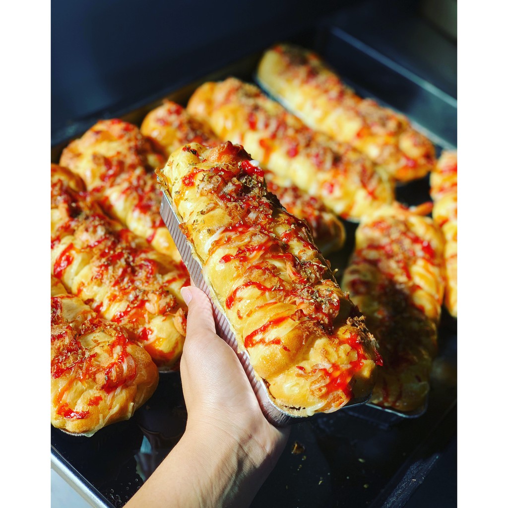 Set 10 khay giấy bạc hình chữ nhật làm bánh mì 300ml ko có nắp