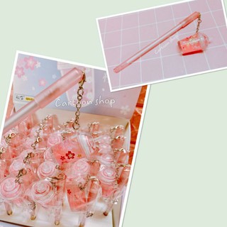 Bút bi mực nước đen mẫu ly trà sữa kim tuyến Sakura